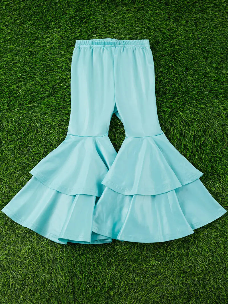 Aqua Faux Leather Double Layer Bell Pants