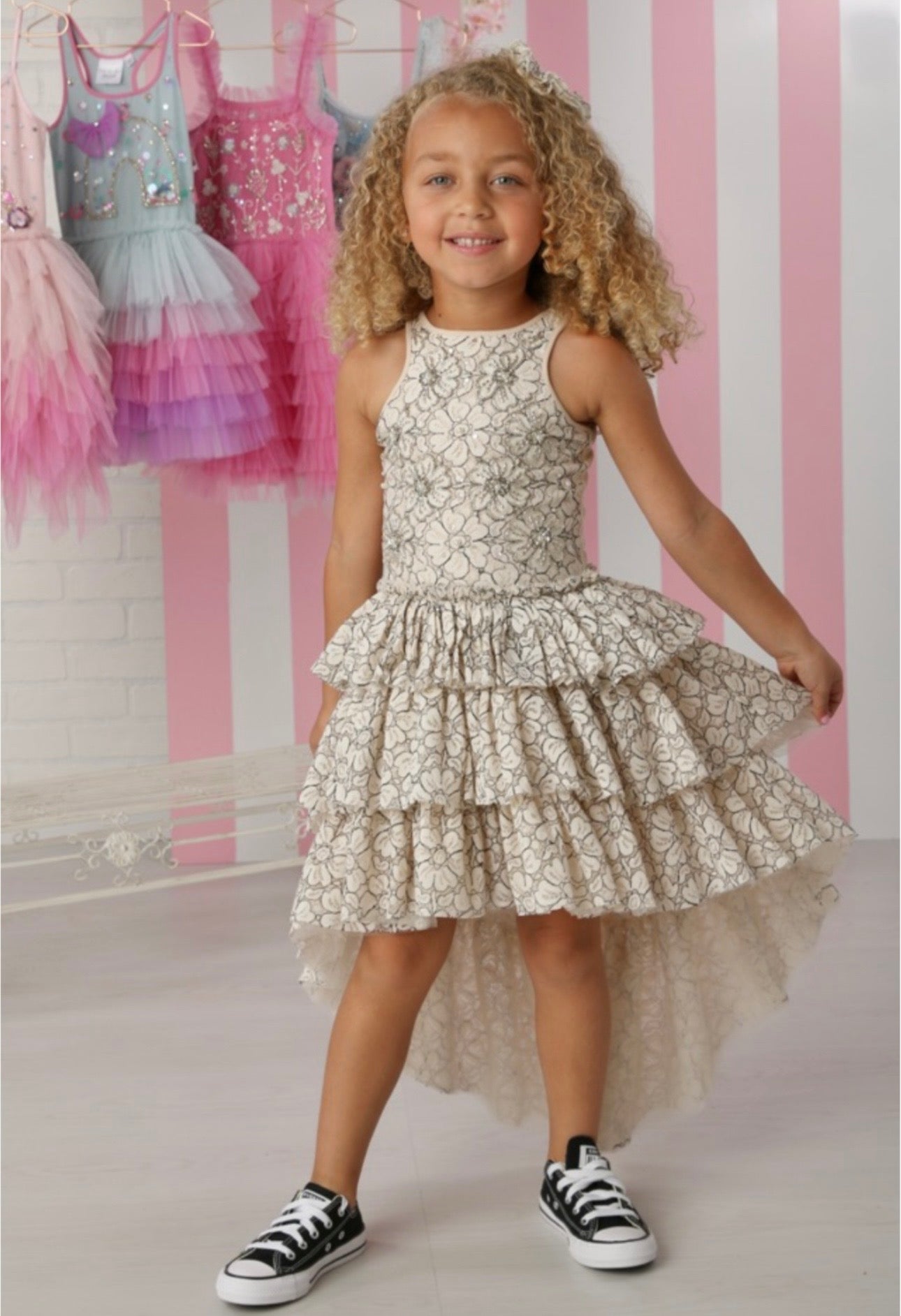 Ivory Floral High-Low Dress